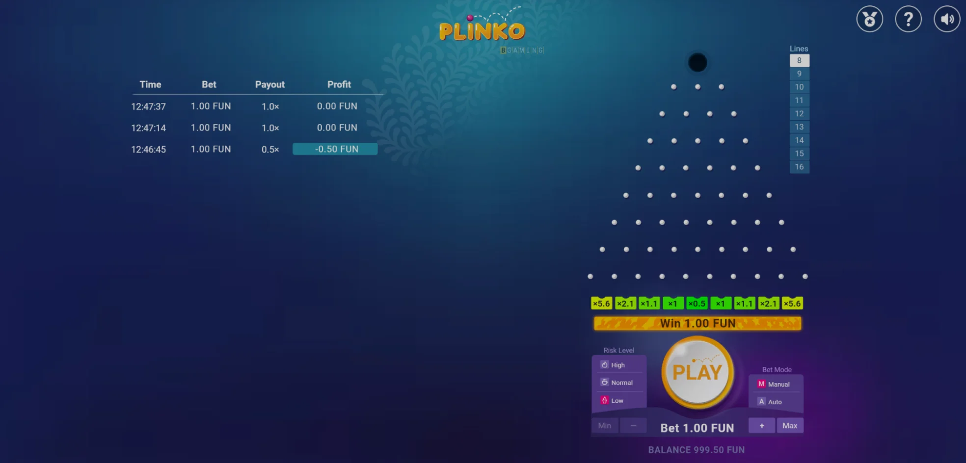 Plinko Demo Game